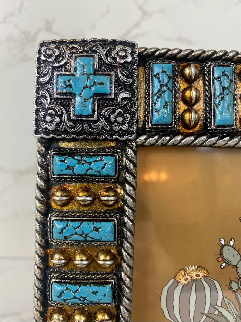 Turquoise & silver tone Southwest-Inspired 4x6 Photo Frame